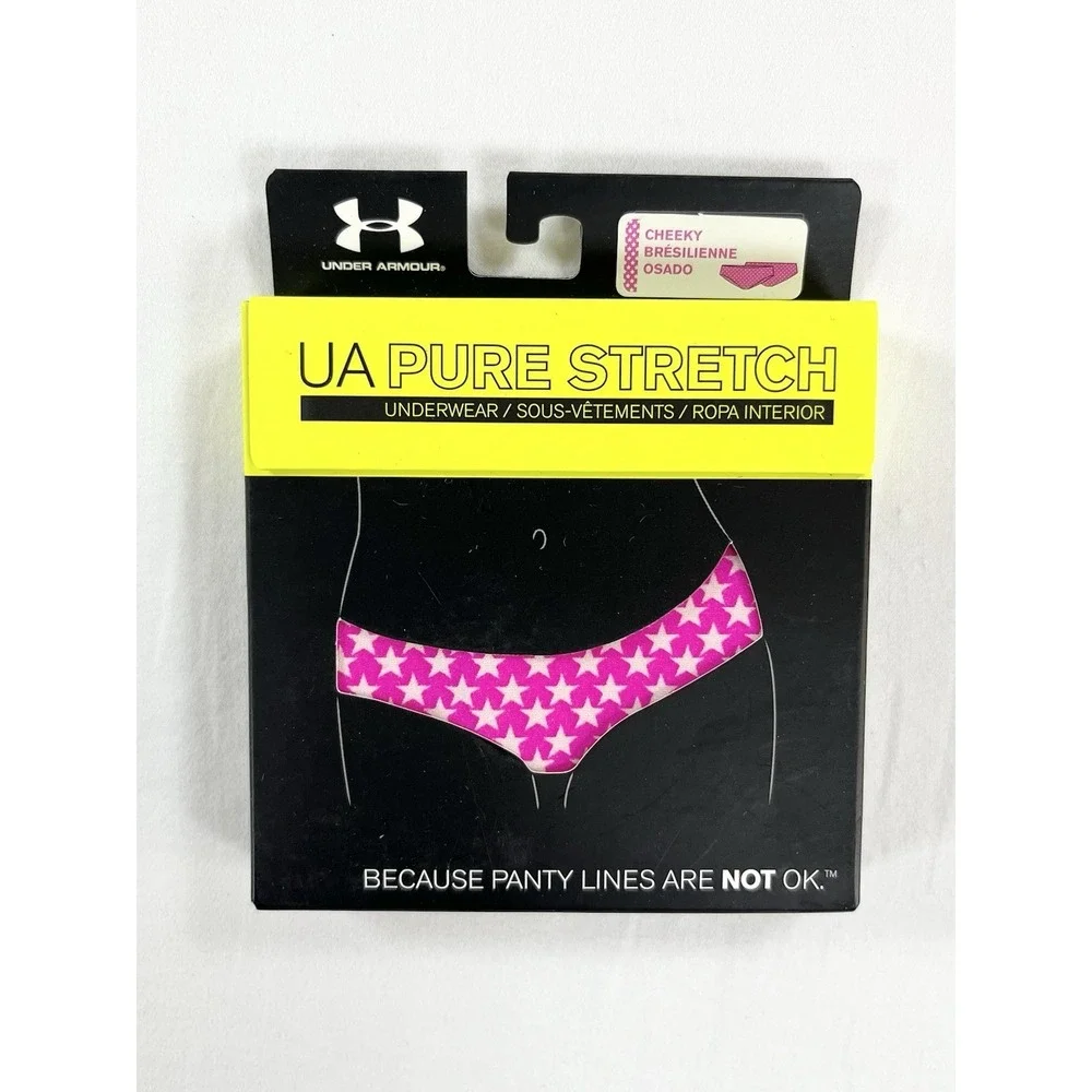 Under Armour Pure Stretch Cheeky Underwear Pink Star No Show Panties NWT OS 5